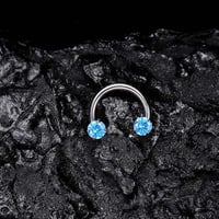 Zirkonia Hestesko Ring med Gjengede Stener for Piercinger