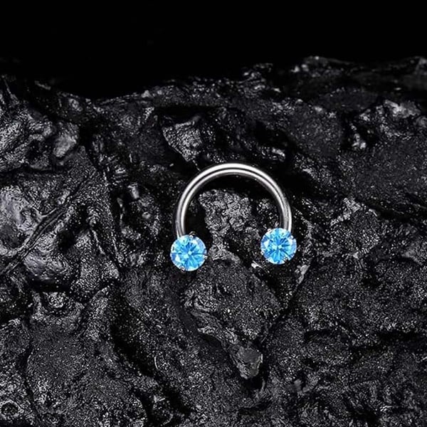 Zirkonia Hestesko Ring med Gjengede Stener for Piercinger