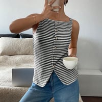 Débardeur uni boutonné sur le devant pour femme