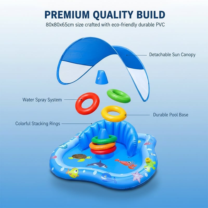 Kids Inflatable Splash Pool With Canopy