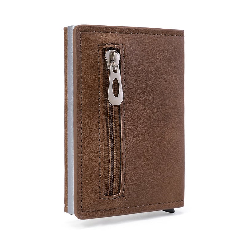 Anti-magnetic RFID card holder with zipper for men