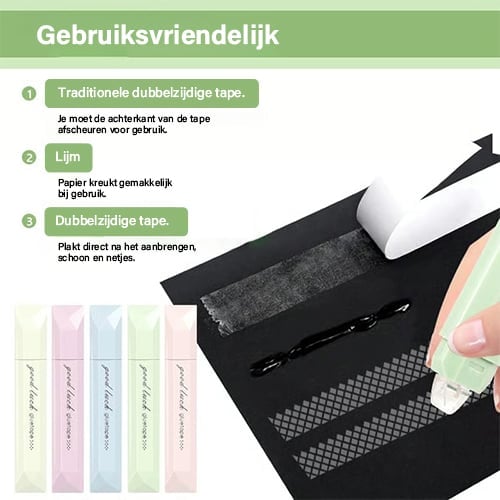 Dubbelzijdige plakbandroller voor scrapbooking