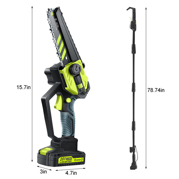 Saker Cordless Pole Saw and Mini Chainsaw
