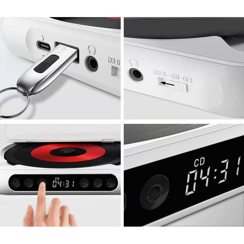 Bærbar Bluetooth-kompatibel CD-afspiller 