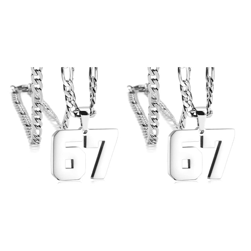 Stainless Steel Sports Number Chain Necklace