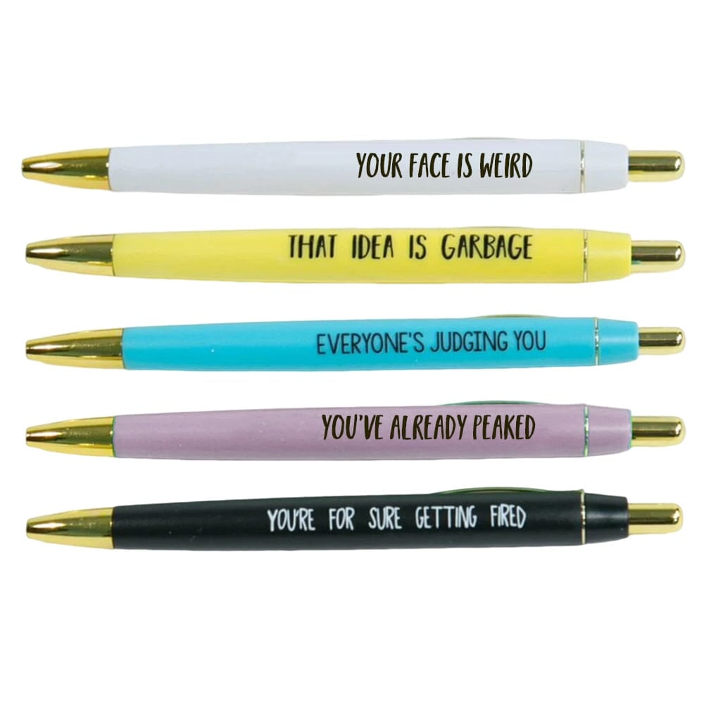 5 pcs Multicolor Emotional Funny Ballpoint Pens(Black Ink)