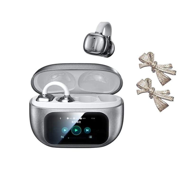 Clip-On Ear LCD Full Color Touchscreen Audio Wireless Headphones