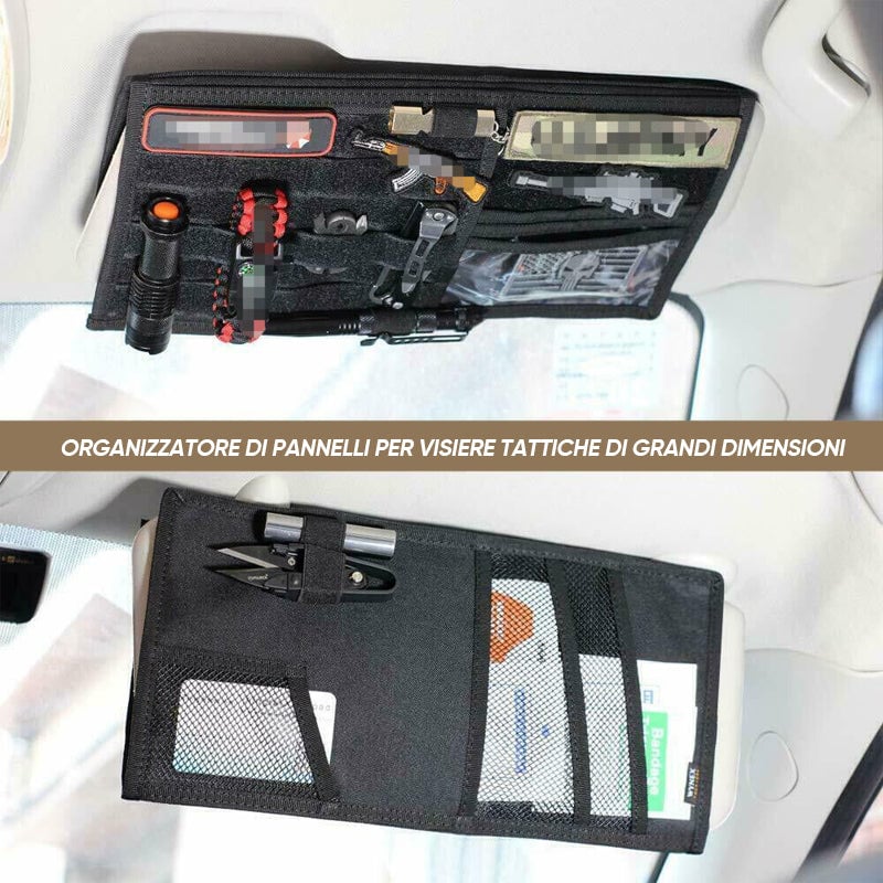 Organizzatore tattico per alette parasole da auto
