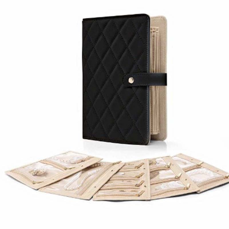 Étui de rangement de bijoux portable en cuir