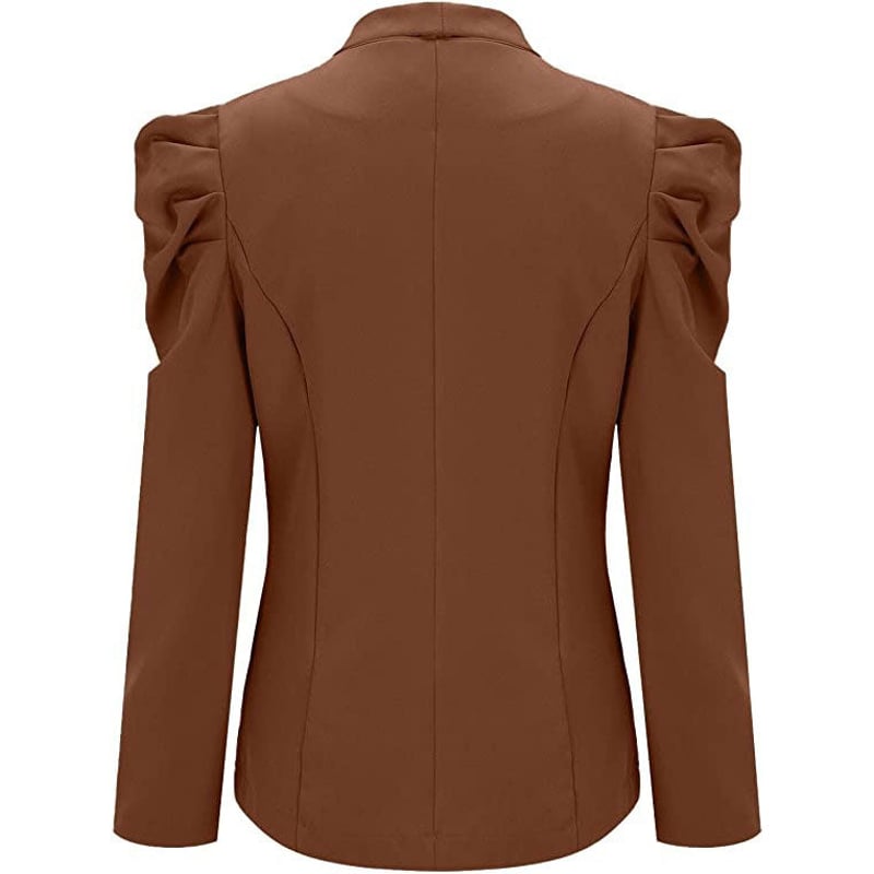 Women's Casual Lapel Blazer Puff Sleeve Open Front Work Blazer Suit