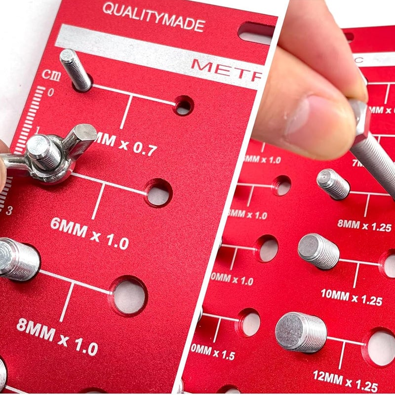 Screw & Thread Size Gauge – 28-Hole Square Checker