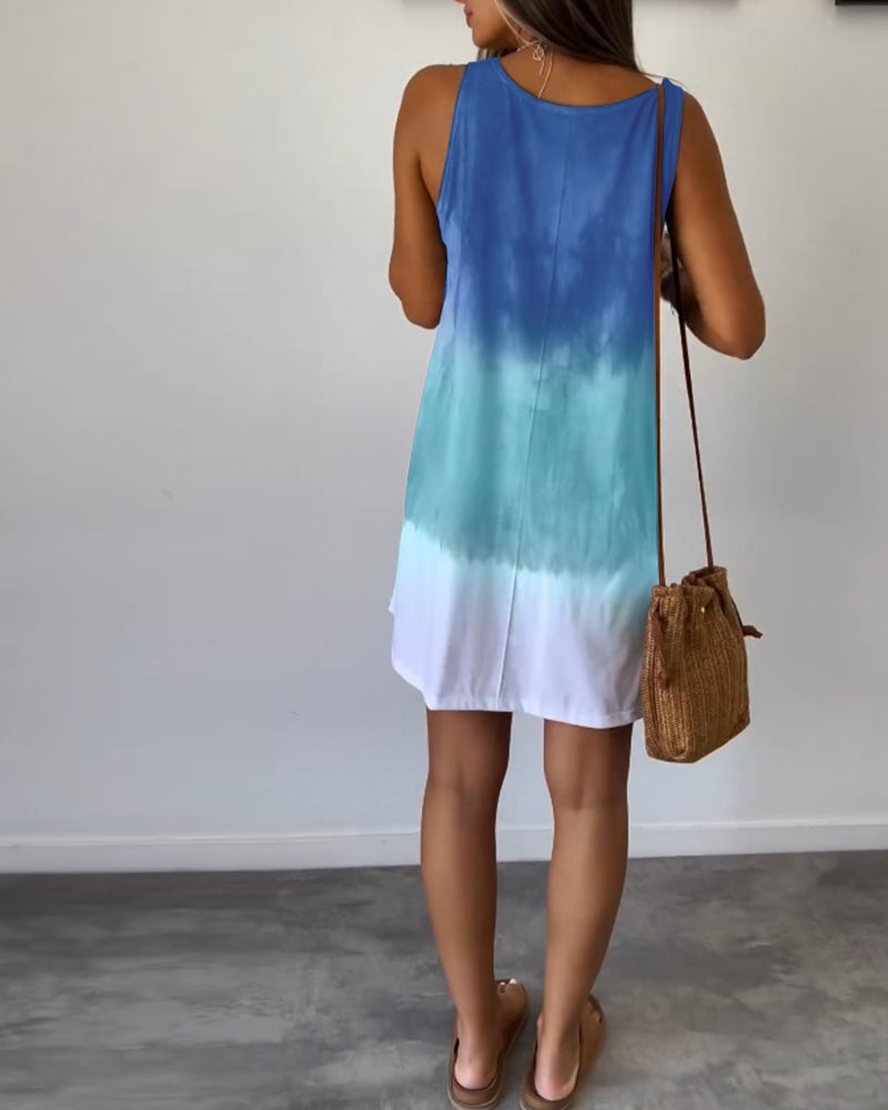 Robe décontractée sans manches bloc de couleur