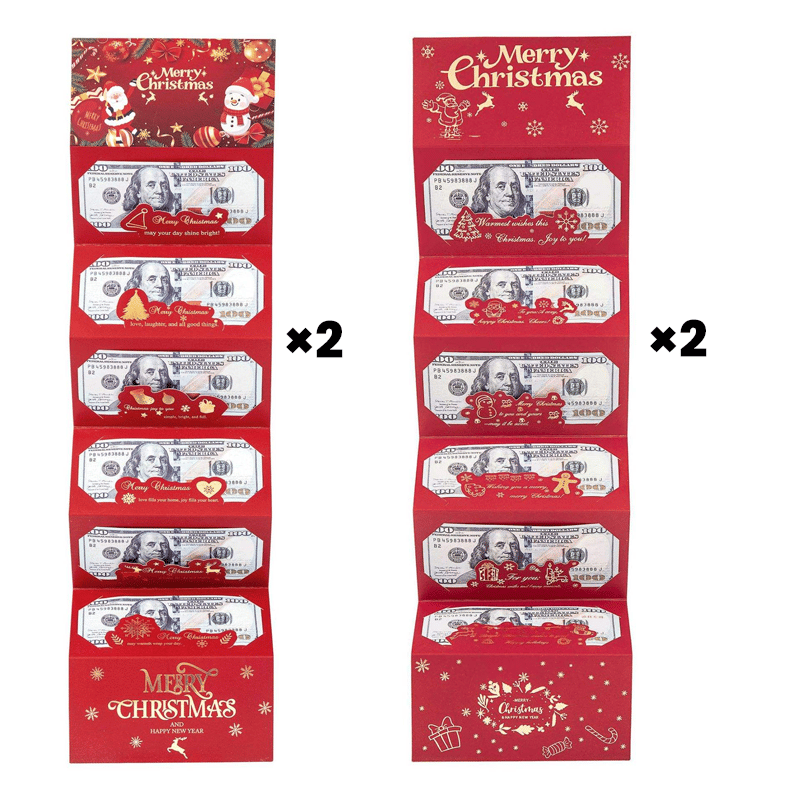 Enveloppe rouge de Noël pliable à 6 compartiments