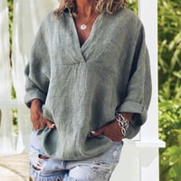 Langermet bluse med V-hals