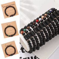 Armband mit Perlen aus schwarzem Achat mit zwölf Sternbildern