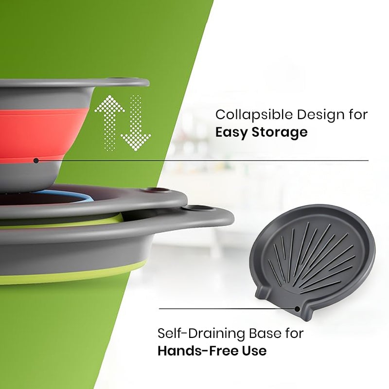 Saker® Collapsible Silicone Kitchen Strainer Set