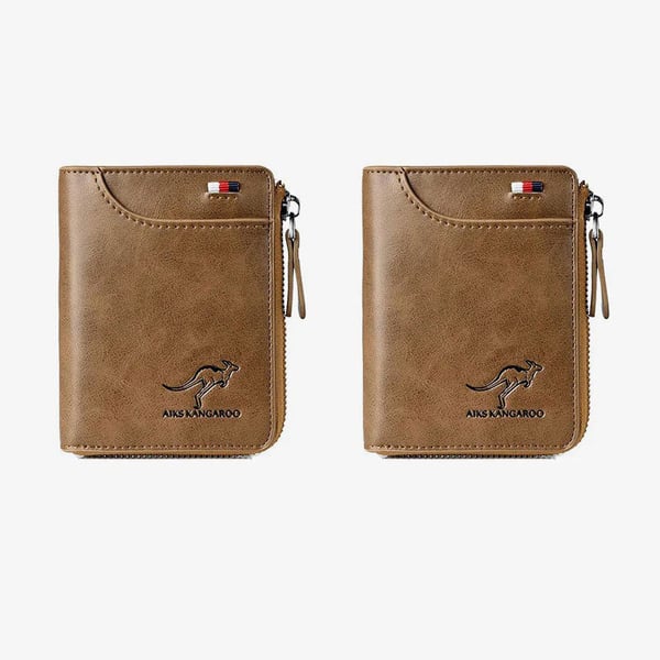 Kangaroo Men’s RFID Blocking Wallet with Zipper Multi Credit Card Holder