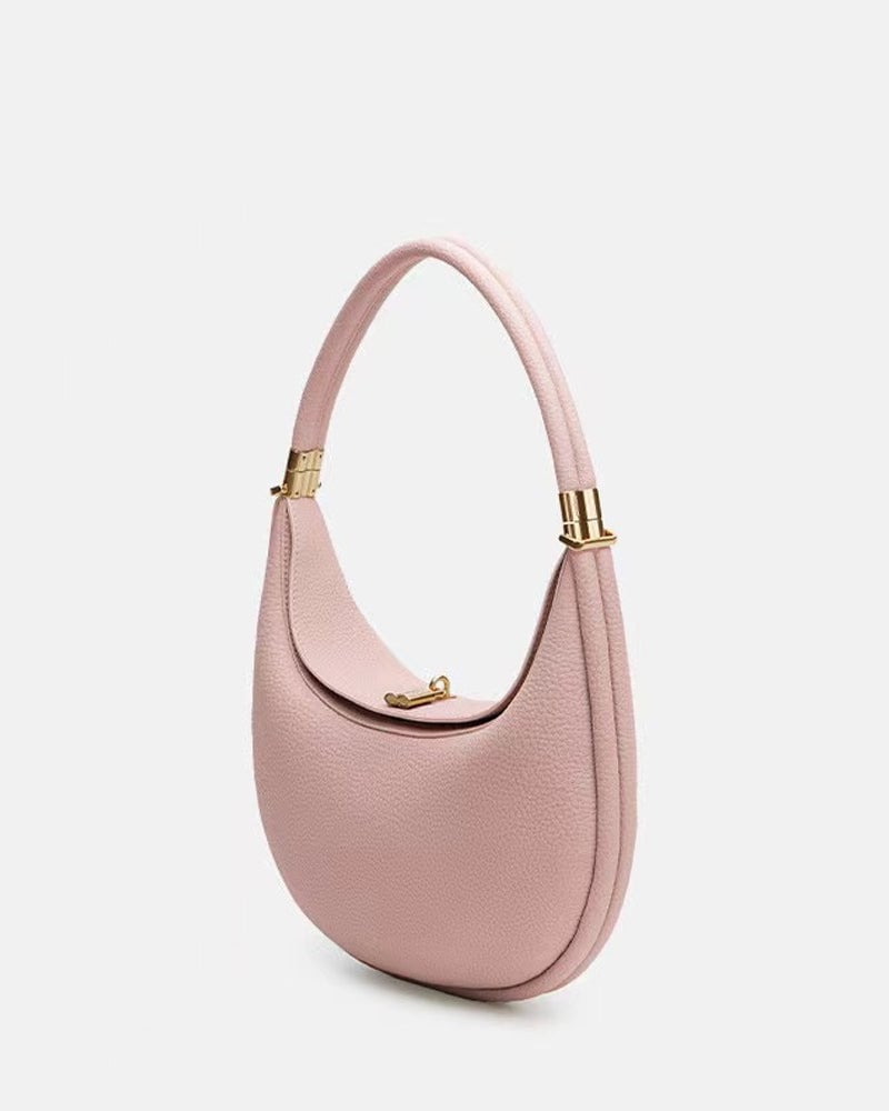Ensfarvet elegant halvmåneformet skuldertaske