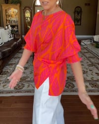 Blouse Ronde Hals Los Bedrukt