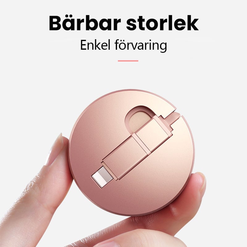 3-i-1 infällbar laddningskabel