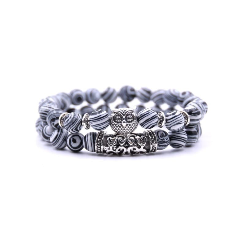 Uil Charm Natuursteen Armband