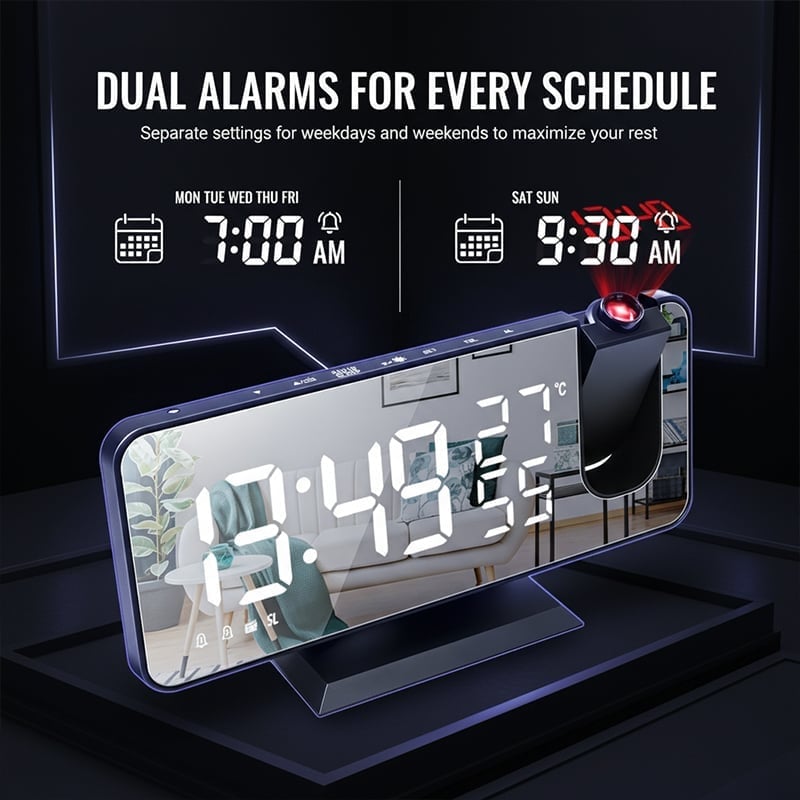 Aless™ Temperature & Humidity Multifunctional Radio Projection Alarm Clock