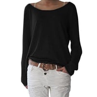 Femmes Manches Longues Pull en Tricot Casual Lâche