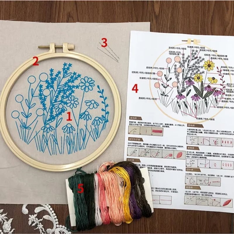 Bloemenpakket met borduurringen voor beginners