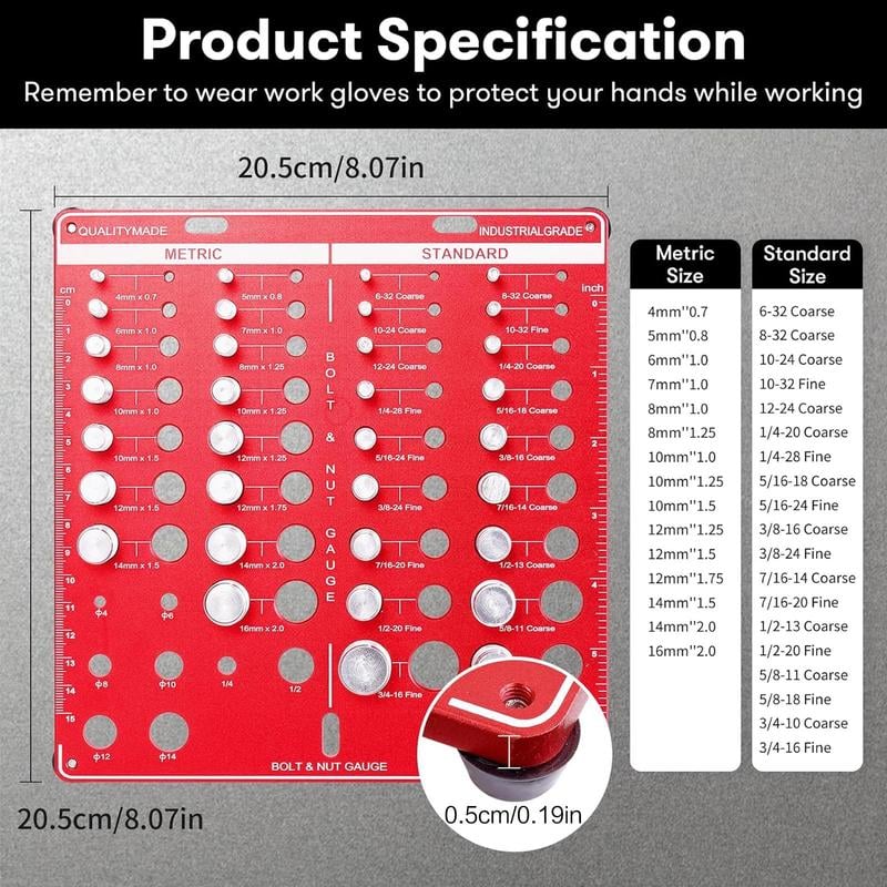 Sakerplus Metric & Standard Thread Checker