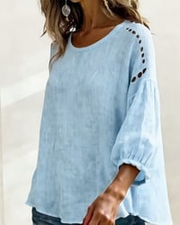 Hollow Cotton Linen Blouse