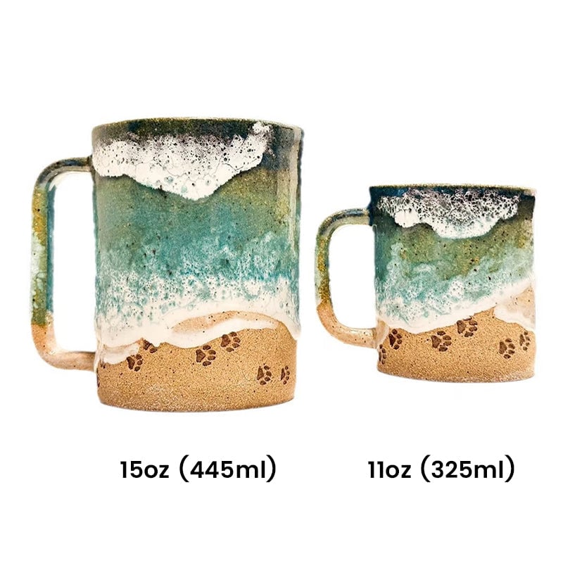 Paw Print Ocean Shoreline Mug