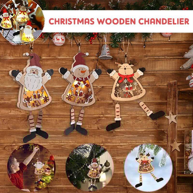 LED Light Christmas Tree Wood Home Hanging Decoration