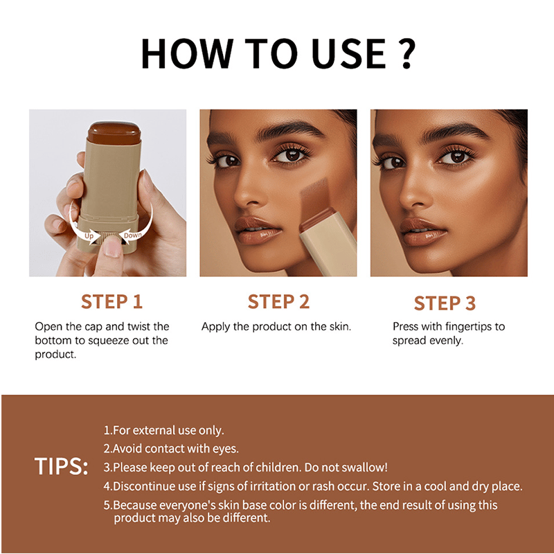Base de maquillaje en crema, corrector y barra de maquillaje