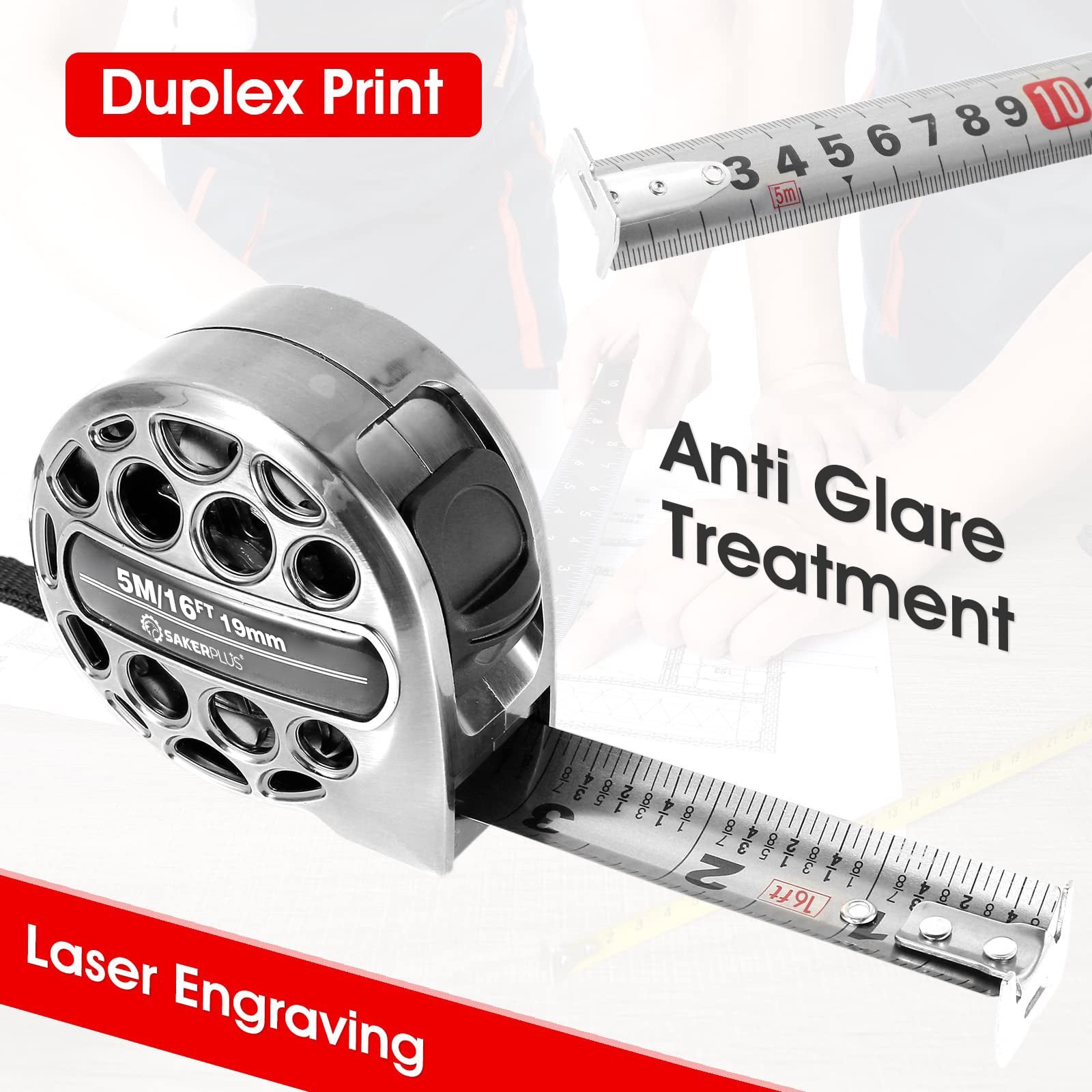 Sakerplus Stainless Steel Measuring Tape