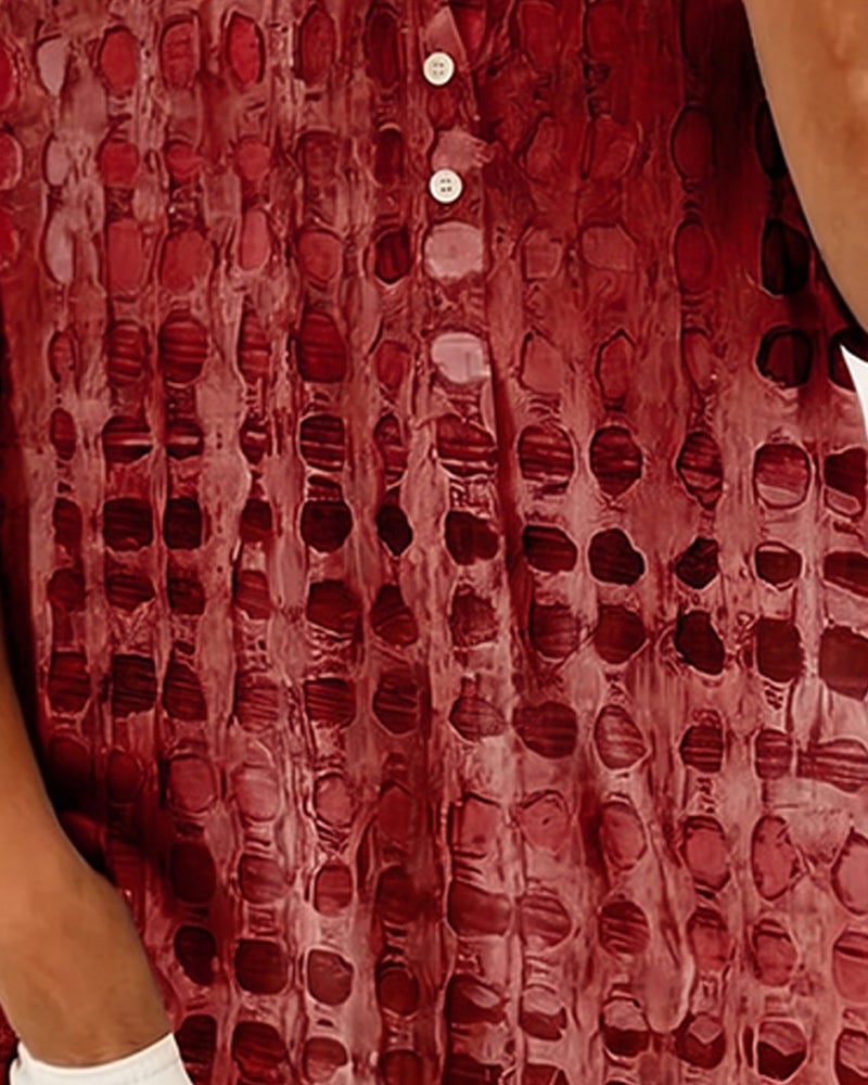 Polka Dot Print Button Half-Placket Blouse