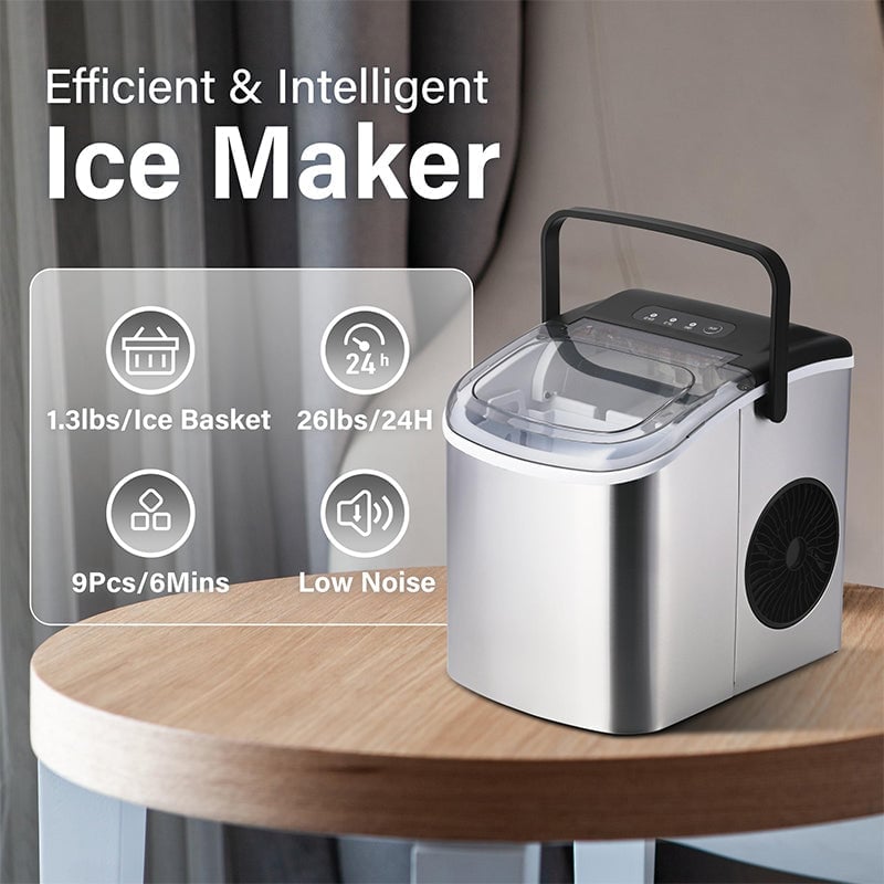 Sakerplus Portable Ice Machine with Self-Cleaning