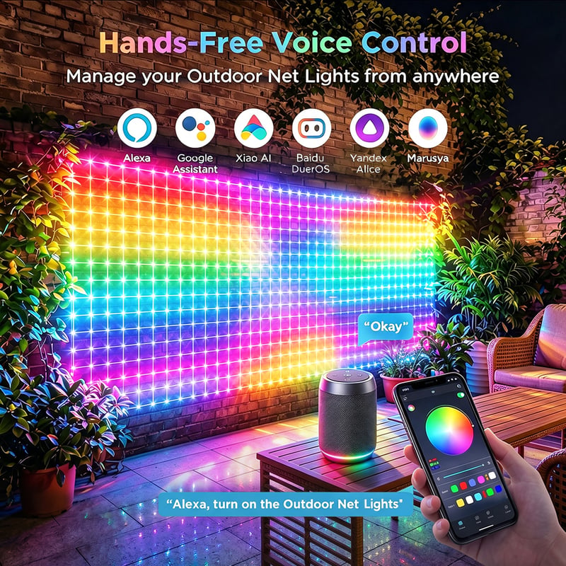 RGBIC Smart Net Lights With App And Remote Control