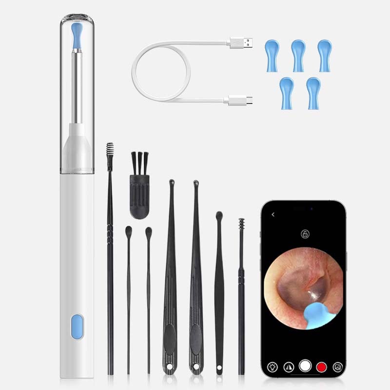 Kit d'épilation des oreilles avec caméra HD, Endoscope auriculaire avec lumières LED