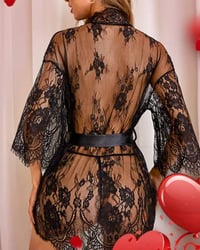 Elegante kanten pyjama in effen kleur