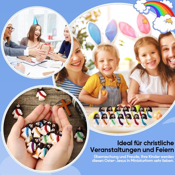 Mini-Jesus-Figuren mit dem Slogan „Jesus liebt dich“