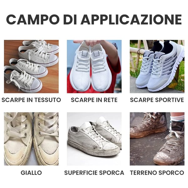 Gel detergente sbiancante per scarpe