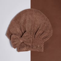 Coral velvet cute bow bath cap