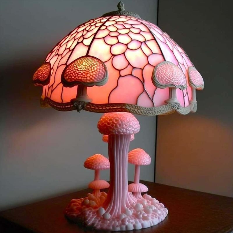 Lampe de Table en Verre Teinté de Série Végétale