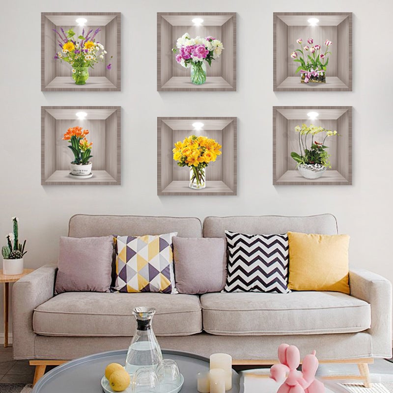 Autocollant mural vase fleurs 3D💓