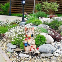 Ornement de jardin nain griffoir chat en résine