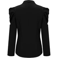 Women's Casual Lapel Blazer Puff Sleeve Open Front Work Blazer Suit
