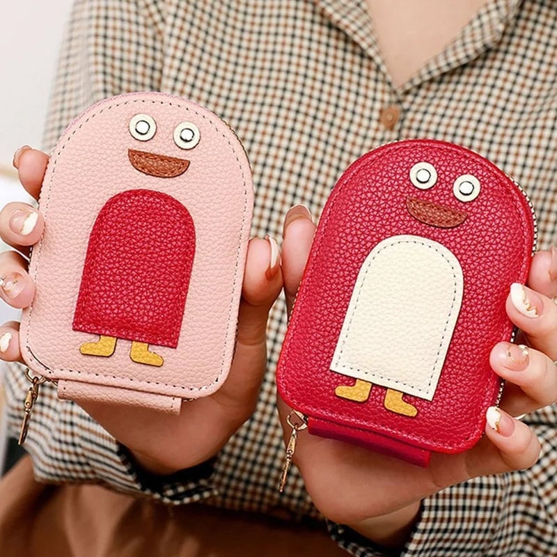 🐧Pinguini carini Portafoglio per carte di credito e monete in PU