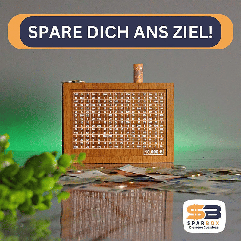 Sparschwein aus Holz mit Zähler