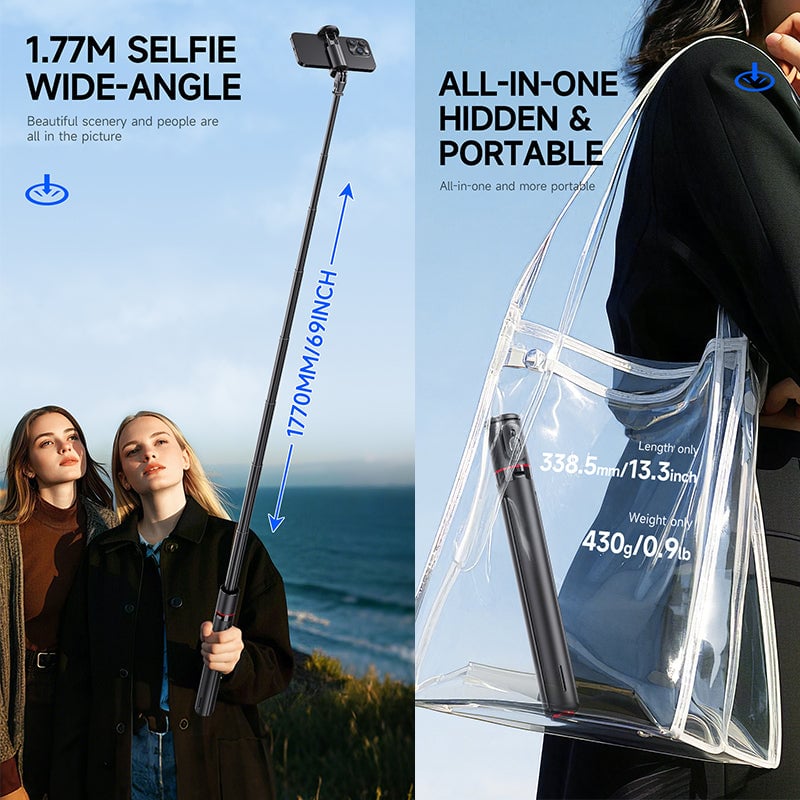 Extendable Magnetic Tripod With Bluetooth Remote Control