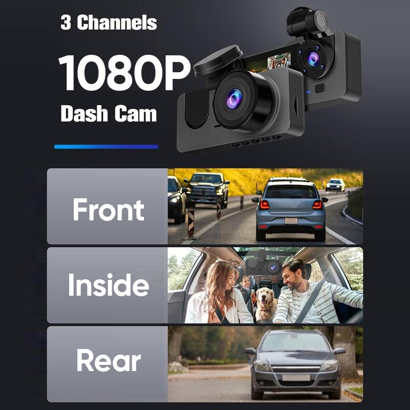 HD triple-lens driving recorder